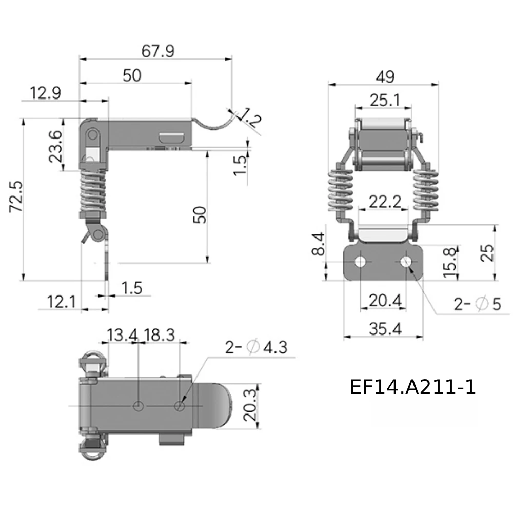 Демпферная вертикальная защелка с предохранителем EF14.A211 — схема №3