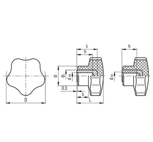 Цельнолитые лепестковые ручки VC.192-B — схема №1