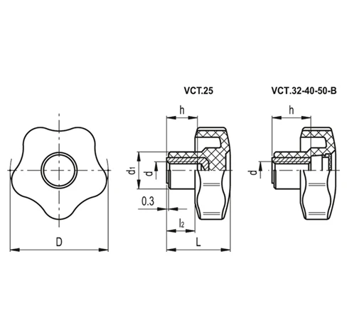 Лепестковые поворотные ручки VCT.AE-V0 — схема №1