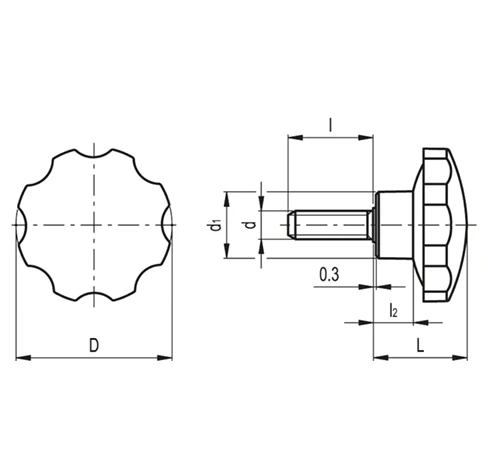 Цельнолитые лепестковые ручки VH.153-p — схема №1