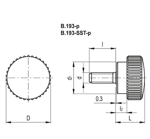 Ручки с накаткой B.193-p — схема №1