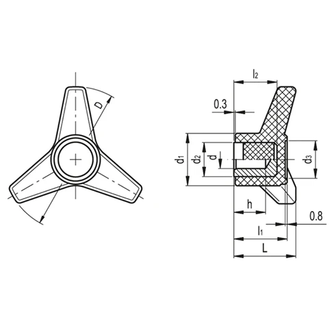 Трёхлепестковые ручки VB.639-SST — схема №2