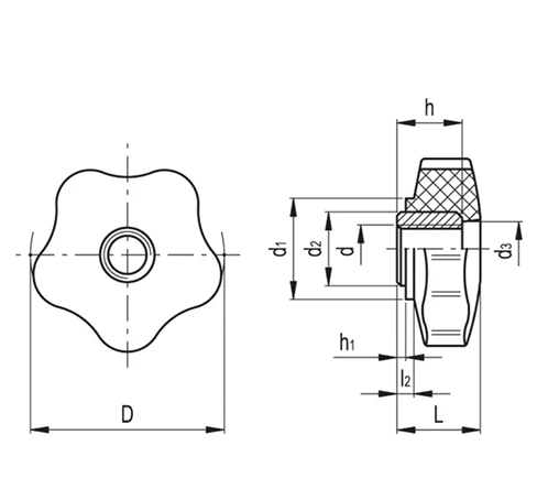 Укороченные цельнолитые лепестковые ручки VC.253 — схема №1