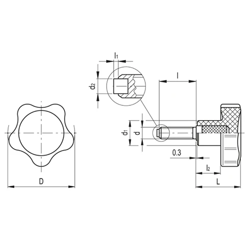 Цельнолитые лепестковые ручки VC.692-SST-p-P — схема №1