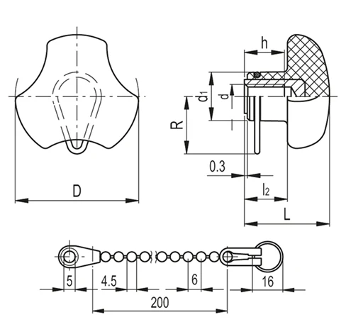 Цельнолитые лепестковые ручки VTT-B-LP — схема №1