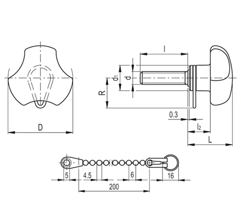 Цельнолитые лепестковые ручки VTT-p-LP — схема №1