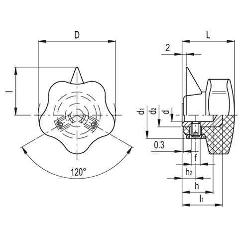 Лепестковые поворотные ручки VC.192+IN — схема №1
