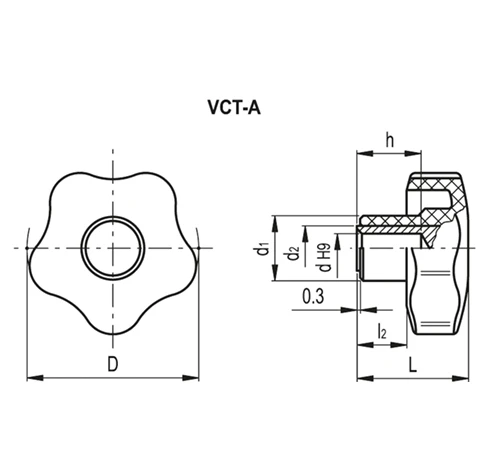 Лепестковые поворотные ручки VCT-A — схема №1