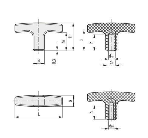 Т-образные ручки L.652-B — схема №1