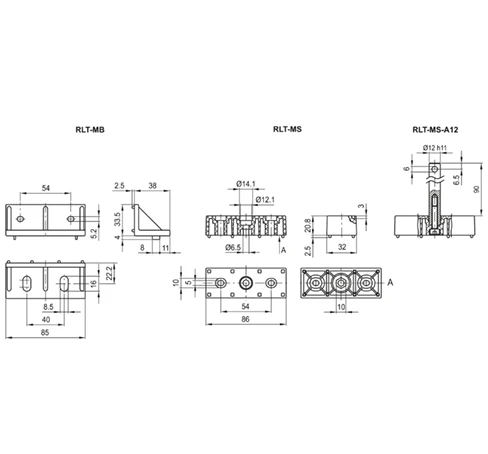 Кронштейн и опора для роликовых транспортёров ELEROLL. RLT-M — схема №1