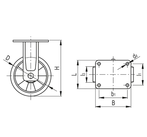 Колесики с кронштейном для тяжелых нагрузок RE.F2-PSL-WH — схема №1
