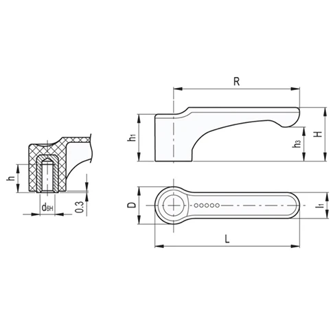 Плоские ручки рычажного типа ERFW-B — схема №1