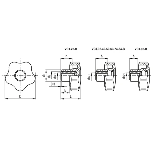 Лепестковые поворотные ручки VCT-B — схема №1