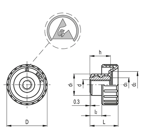 Ручки с рифлением BT-FP-ESD — схема №1