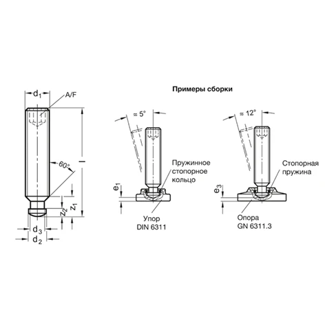 Установочные винты без головки DIN 6332 — схема №1