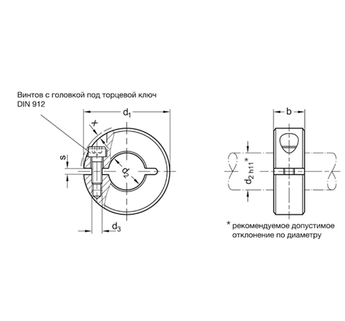 Полуразрезные установочные кольца GN 706.2-ST — схема №1