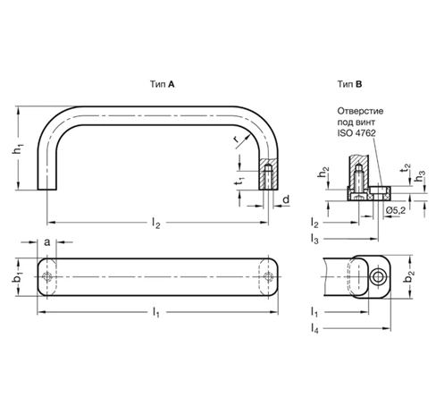 Плоские П-образные ручки для ящиков и шкафов GN 668-A — схема №1