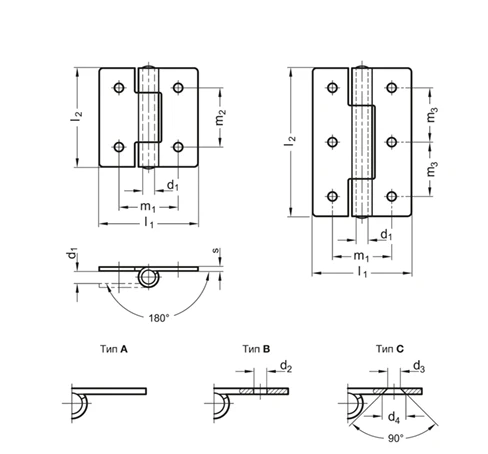 Петли из листового металла GN 136-ST-SVE — схема №1
