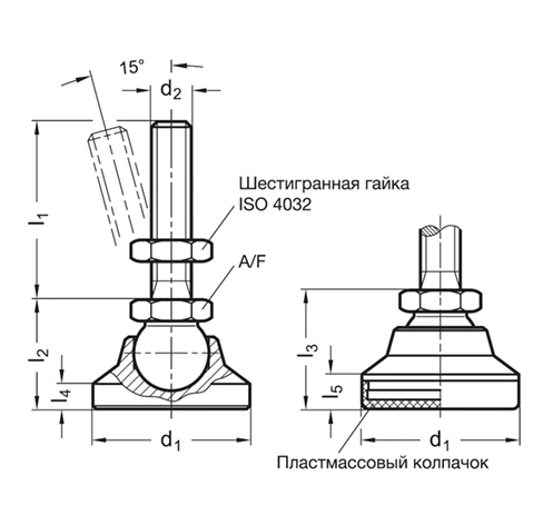 Регулируемые опоры GN 343.2 — схема №1