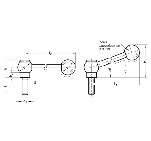 Регулируемые прижимные ручки GN 6337.3 — схема №1