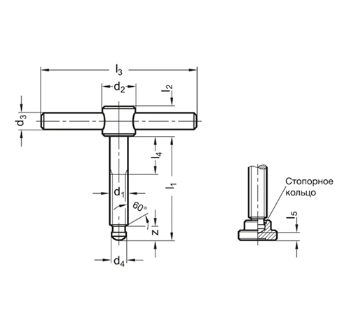Винты с перекидной рукояткой DIN 6304 — схема №1