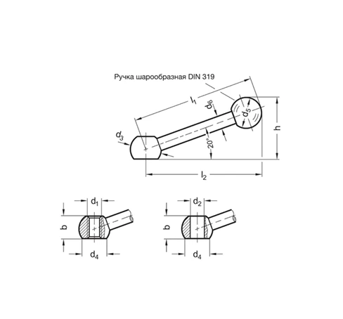 Шариковые рычаги DIN 6337 — схема №1