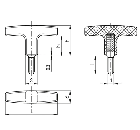 Т-образные ручки L.652-p — схема №1