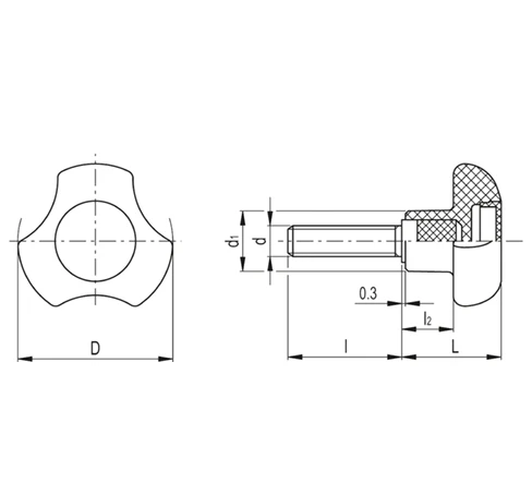 Цельнолитые лепестковые ручки VTT-C-p — схема №1