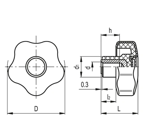 Лепестковые поворотные ручки VCT-B-SOFT — схема №1