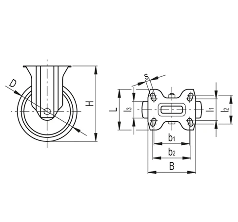 Колесики с кронштейном из нержавеющей стали RE.G1-PBL-N-SST — схема №1