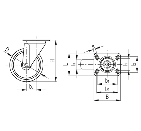 Колесики с кронштейном из нержавеющей стали RE.G1-SBL-N-SST — схема №1