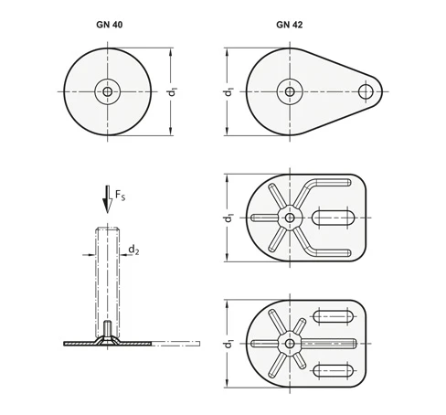 Регулируемые опоры GN 40-S/SK — схема №1