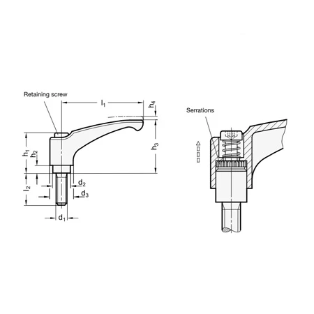 Регулируемые ручные рычаги GN 602 — схема №1