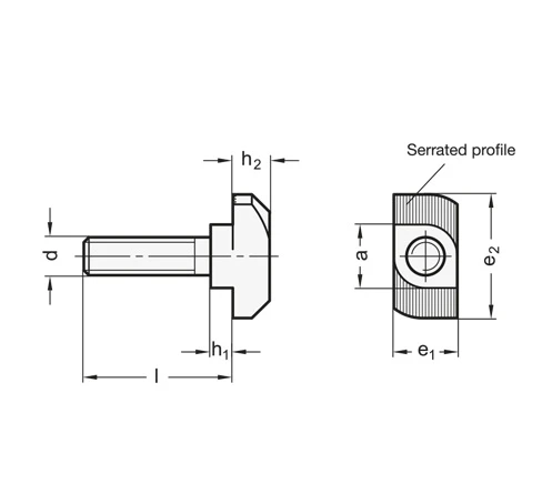 Болты с Т-образным пазом GN 505.4 — схема №1