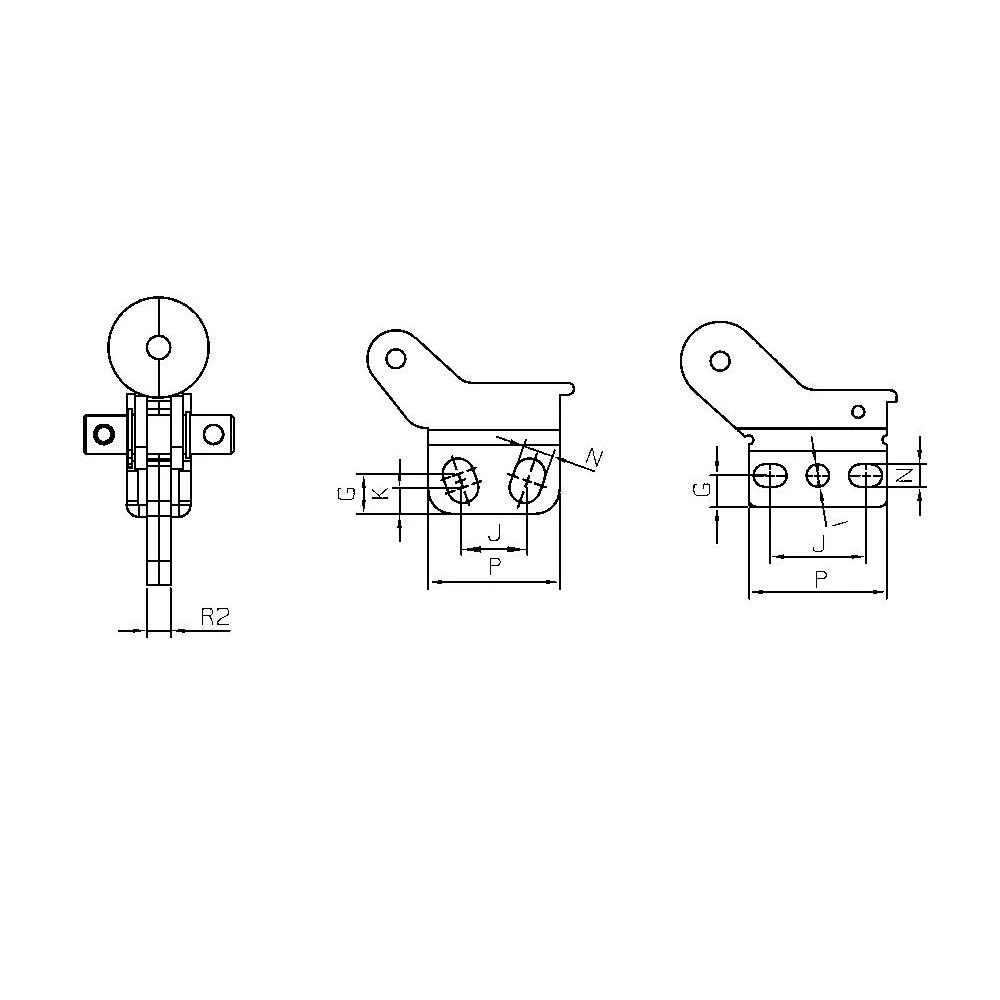 Горизонтальные базовые зажимы с предохранительной защелкой серии EF14.132D — схема №8