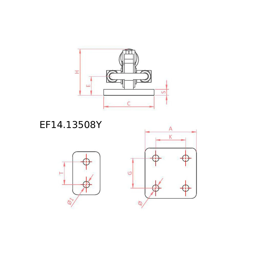 Горизонтальные рычажные зажимы для тяжелых условий эксплуатации с U-образным крюком серии EF14.135Y — схема №6