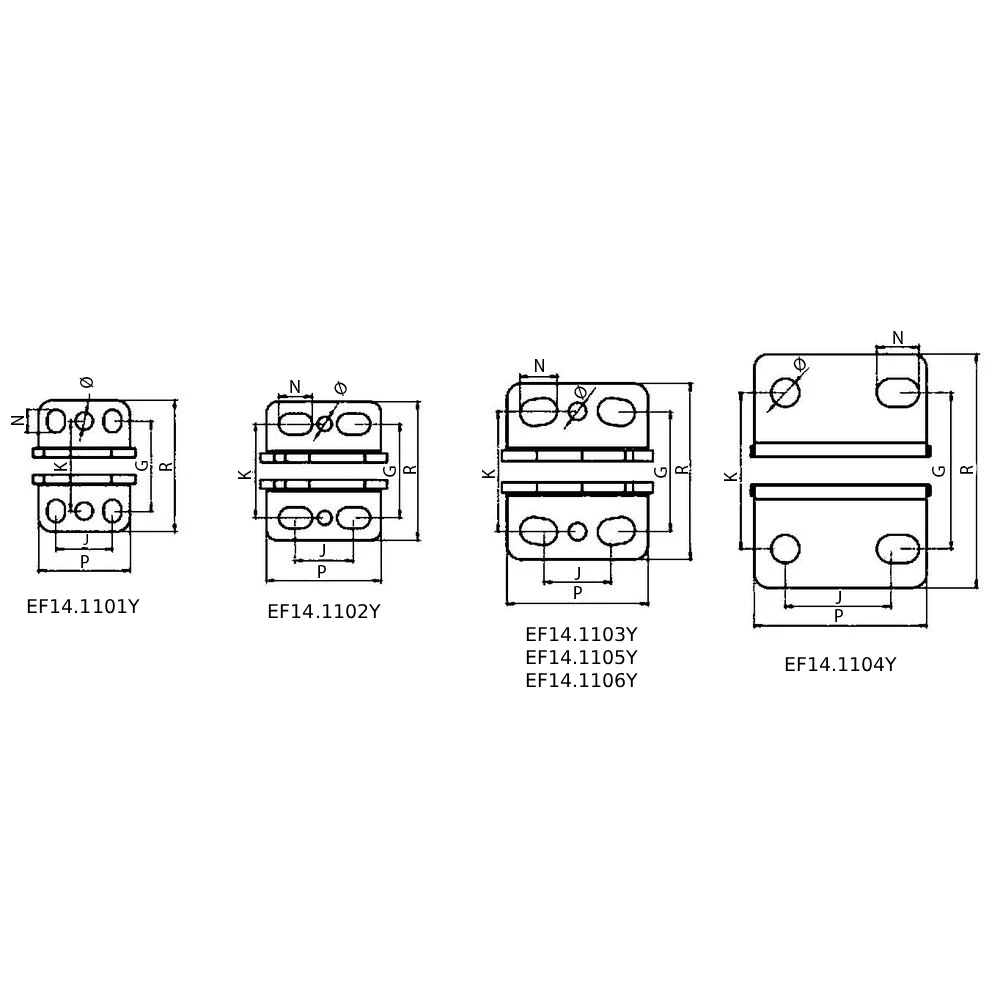 Вертикальные базовые зажимы серии EF14.110Y — схема №6