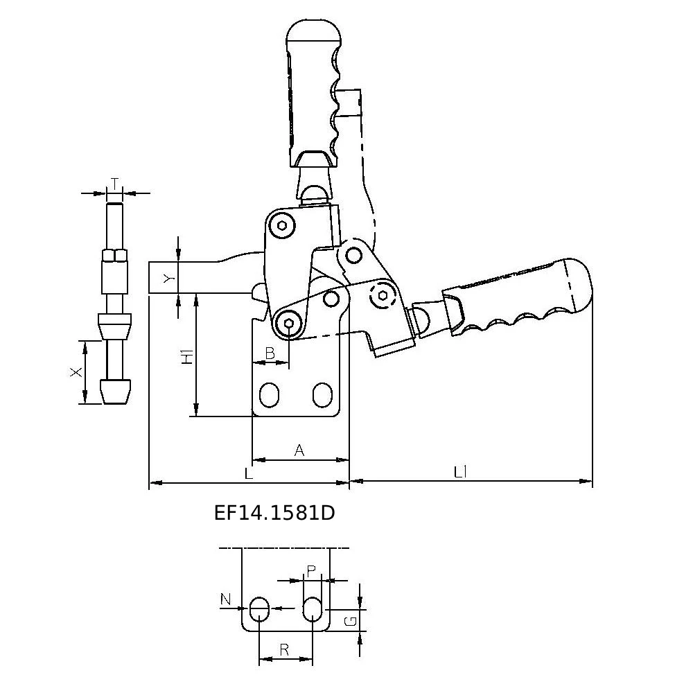 Вертикальные зажимы для тяжелых условий эксплуатации серии EF14.158D — схема №3