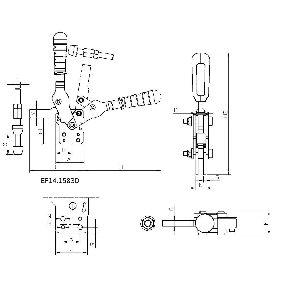 Вертикальные зажимы для тяжелых условий эксплуатации серии EF14.158D — схема №4