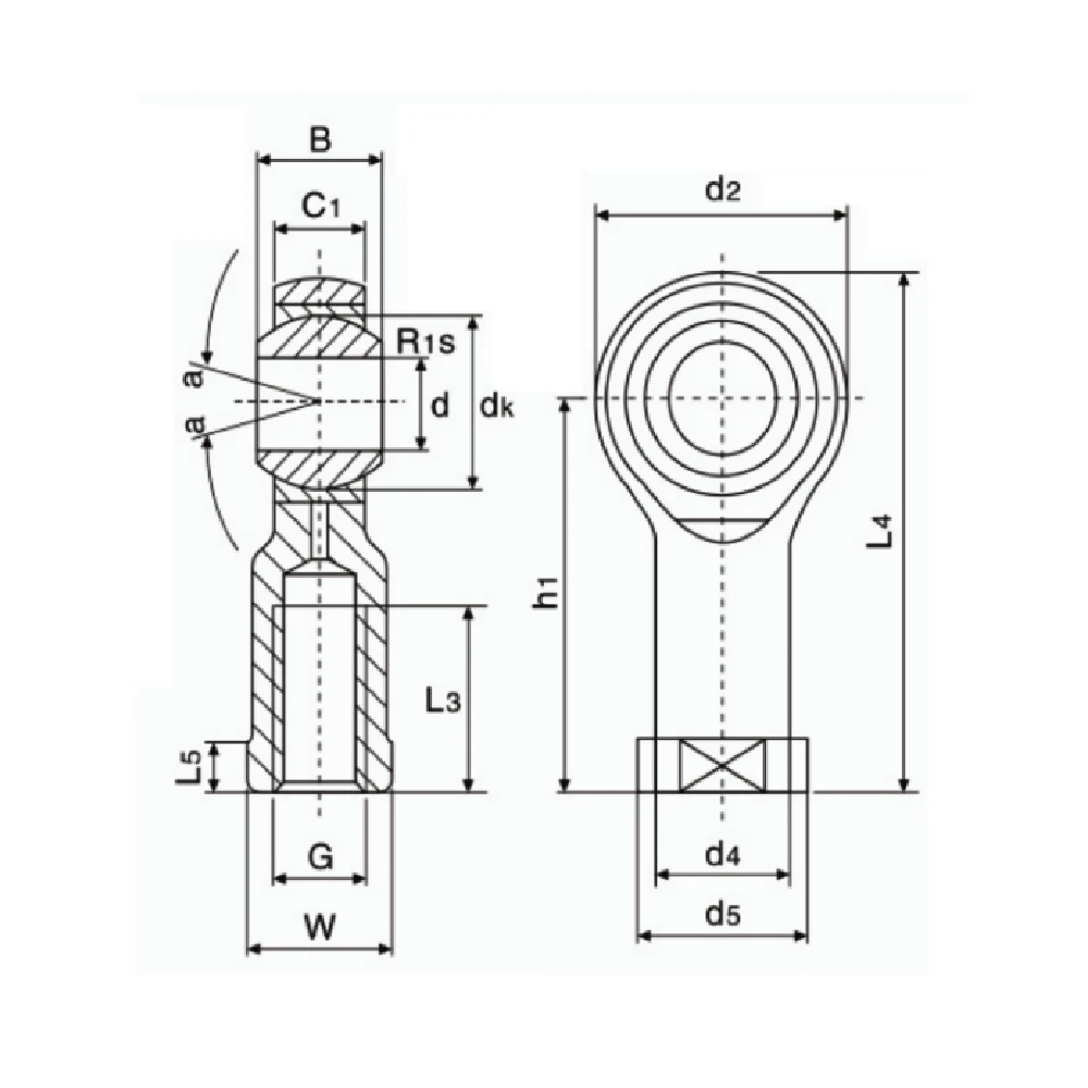 Головки шаровых шарниров с внутренней резьбой EF10.SI-TK — схема №1
