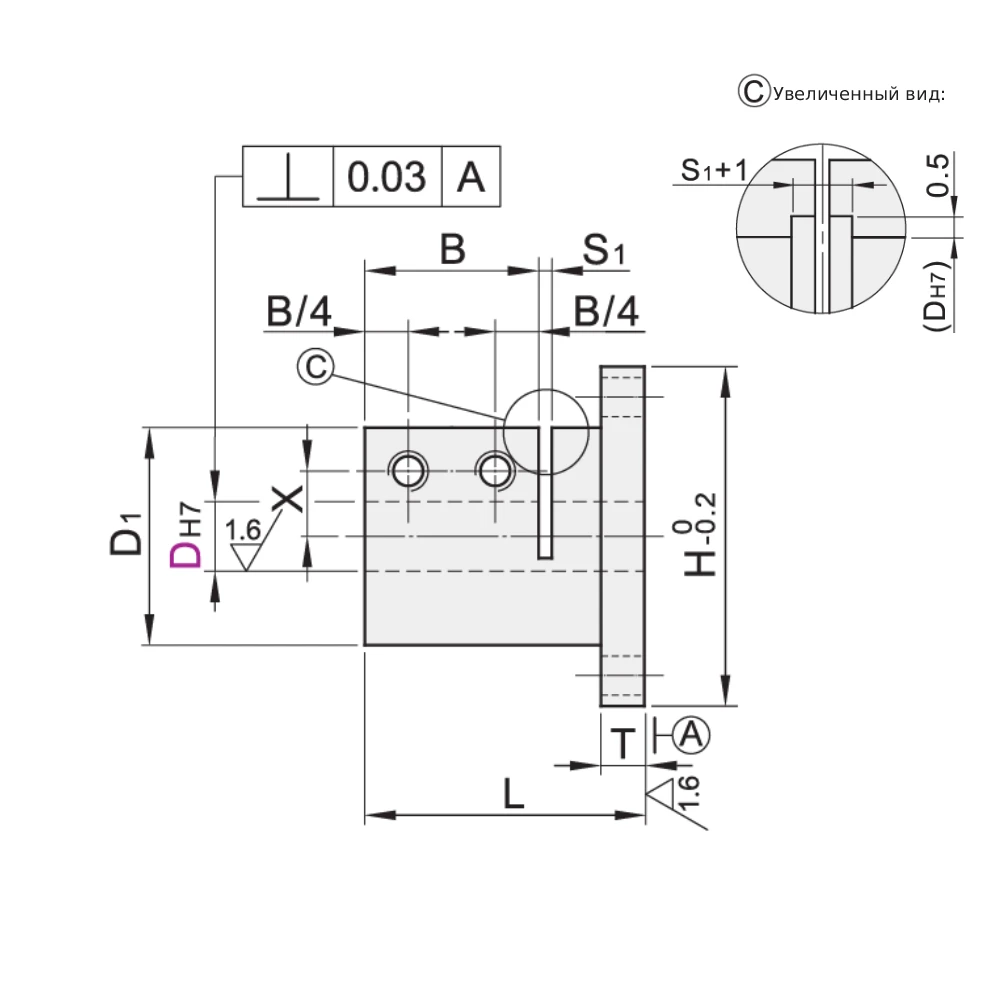 Соединительные зажимы с опорным фланцем  EF16.GBL01-29 — схема №1