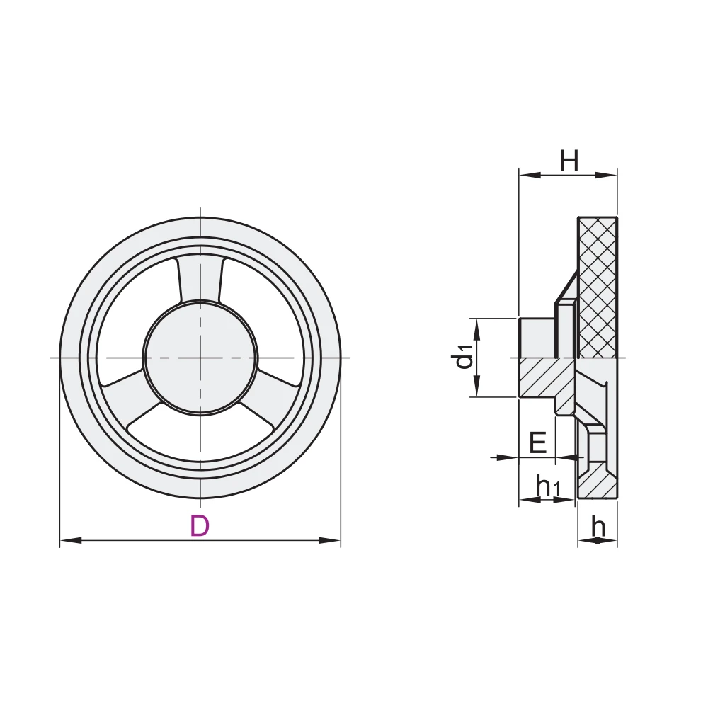 Маховики со спицами под расточку EF01.HAM25 — схема №1