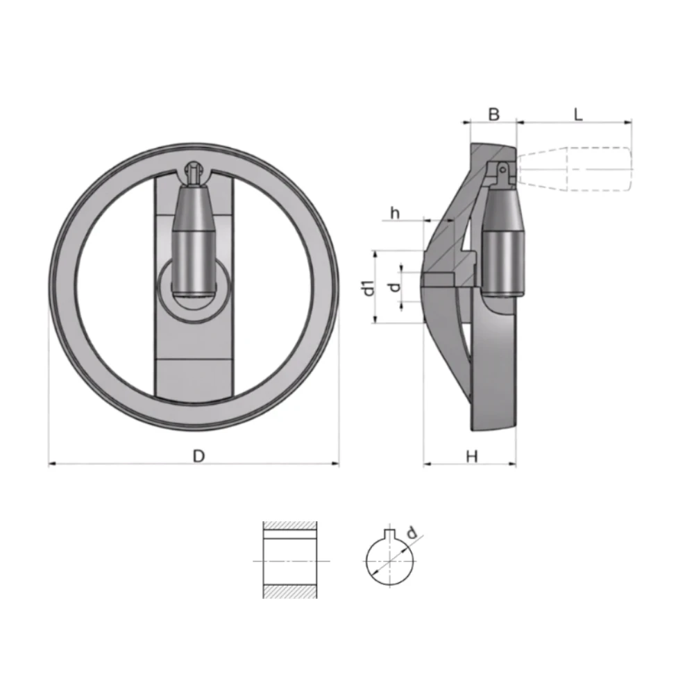 Маховики с откидной ручкой EF01.T14/EF01.T16 — схема №1