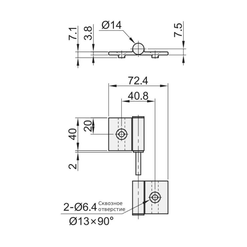 Петли для алюминиевого профиля EF12.HFP49 — схема №1