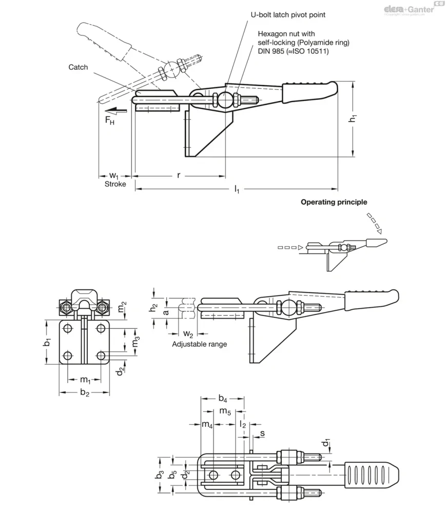 GN 851.2 Шарнирно-рычажные зажимы — схема №1