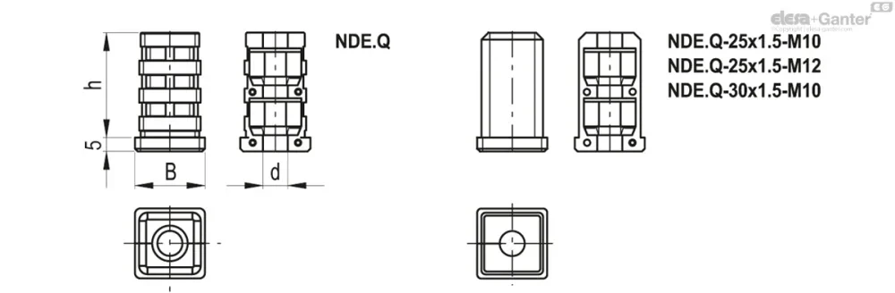 NDE.Q Торцевые заглушки для расширителей квадратных труб — схема №1