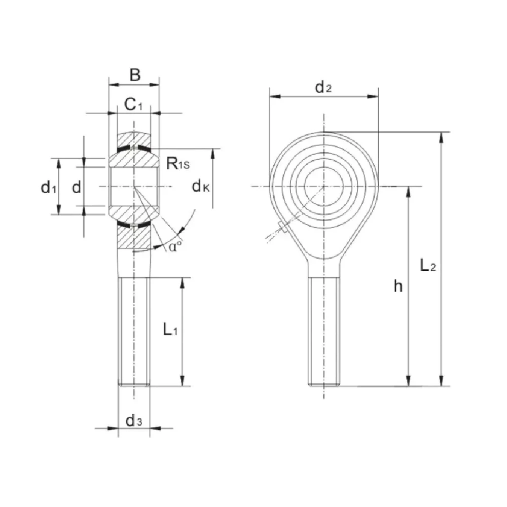 Головки шаровых шарниров с резьбовой шпилькой EF10.POS — схема №1
